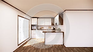 Vintage Kitchen room interior japanese style.3D rendering
