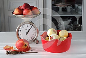 Vintage Kitchen Scale Weighting Apples