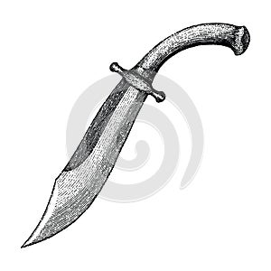 Vintage knife hand drawing engraving illustration