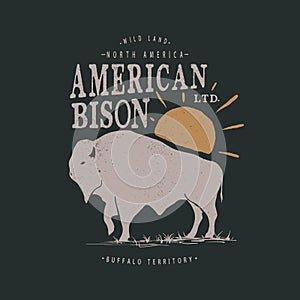 Vintage label with american bison