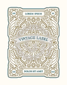 Vintage label and card. Calligraphic frame design