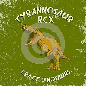 Vintage label with dinosaur