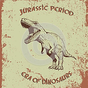 Vintage label with dinosaur