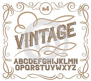 Vintage label font. Alcogol label style.
