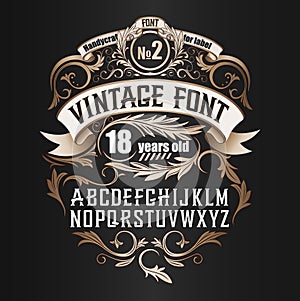 Vintage label font. Cognac label style.