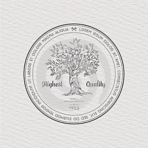 Vintage label with tree