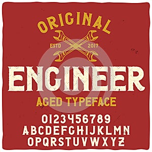 Vintage label typeface named