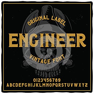 Vintage label typeface named
