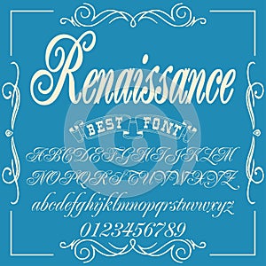 Vintage label typeface named Elegant font.Font. Typeface. Script. Old style - vintage script font