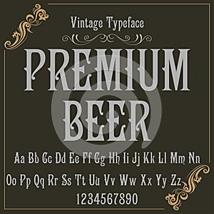 Vintage label typeface named Premium Beer