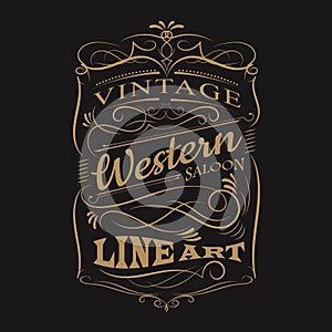 Vintage label typography western hand drawn frame t-shirt design