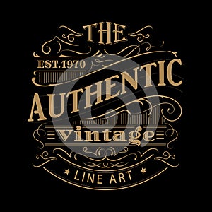 Vintage label western hand drawn antique frame typography vector