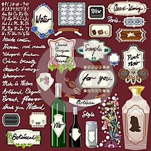 Vintage Labelling Vector Kit - 20+ Labels - for Products Signs Frames Labels & Buttons - Wine Food Coffee Chocolate Vanilla Beauty