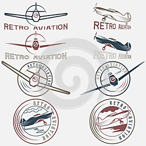 of vintage labels retro aviaton