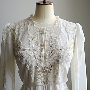 Vintage Lace Adorned White Gown: A Nostalgic Tribute To Moyoco Anno And American Romanticism