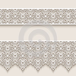 Vintage lace borders with line patterns