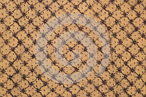 Vintage Lace circa 1800s that is brown on golden yellow background with repeating pattern background.  It is horizontal but can be photo