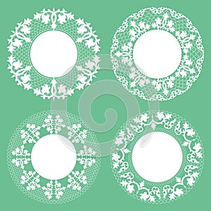 Vintage Lace Doily Set, Place Mat, Paper Cutout