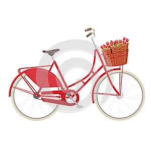 Vintage ladies bicycle with wicker basket