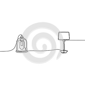 vintage lamp and candle lamp continuous line Vector illustration of hand-drawn lamps