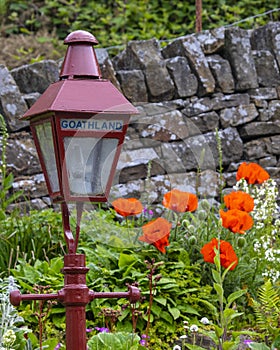 Vintage Lamp at Goathland Railway Station in Yorkshire, UK
