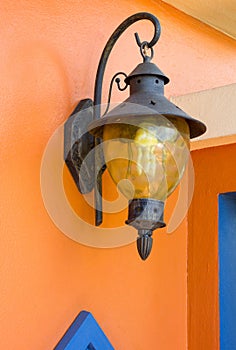 Vintage lamp light on the wall