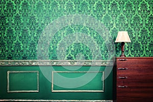 Vintage lamp in rococ interior