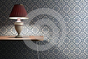 Vintage lamp on tiles background