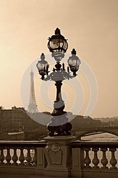 Vintage lamppost on the bridge of Alexandre III