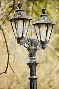 Vintage lamppost in Dimitrie Ghica park