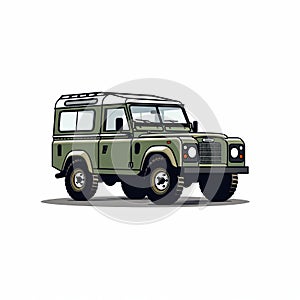 Vintage Land Rover Defender Icon - Minimalist Cartooning Style