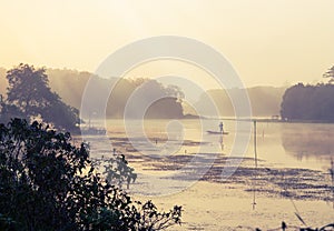 Vintage landscape nature and river background