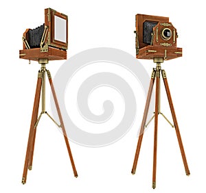 Vintage large format camera isolated