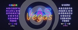Vintage las vegas neon, great design for any purposes. Vector graphic illustration. Editing text neon sign. Design
