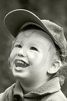 Vintage laughing kid photo