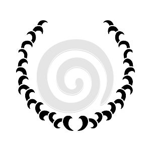 Vintage laurel wreath. Black silhouette circular sign depicting award achievement heraldry, nobility, emblem. Laurel