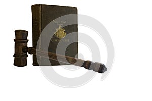 Vintage law book and gavel; General Court