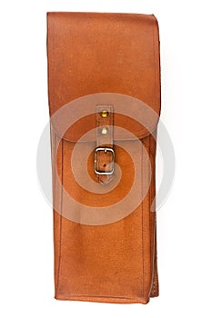 Vintage leather case pouch on white background