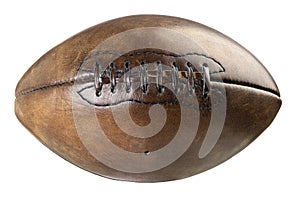 Vintage leather rugby ball on white background