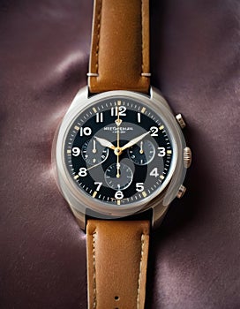 Vintage Leather-Strapped Chronograph Watch