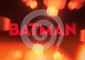 Vintage lens flare Batman title sign. Grunge style with grain and partial blur