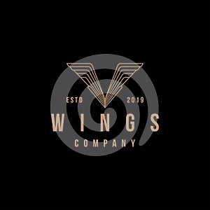 Vintage Letter V wing logo vector icon template