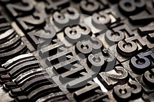 Vintage letterpress alphabet and number background