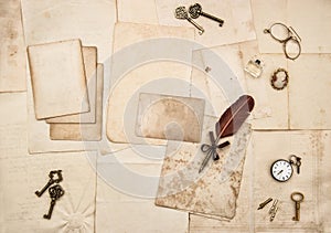 Vintage letters handwritten postcards Paper Flat lay