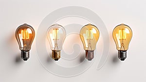 Vintage light bulbs on bright background