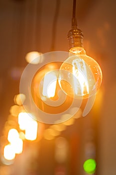 Vintage Light bulbs hanging from the ceiling