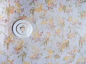 Vintage light switch with retro wallpaper
