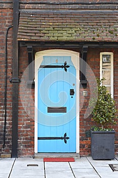 A vintage lightblue door