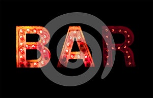 Vintage lightbulb bar sign