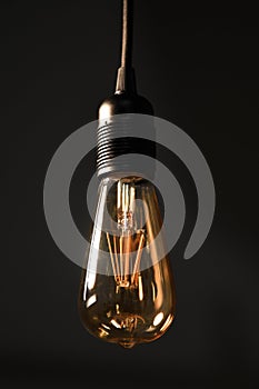 Vintage lightbulb on dark background